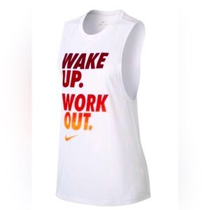 NIKE DRI-FIT Size L white sleeveless large arm cut out sleeve great condition